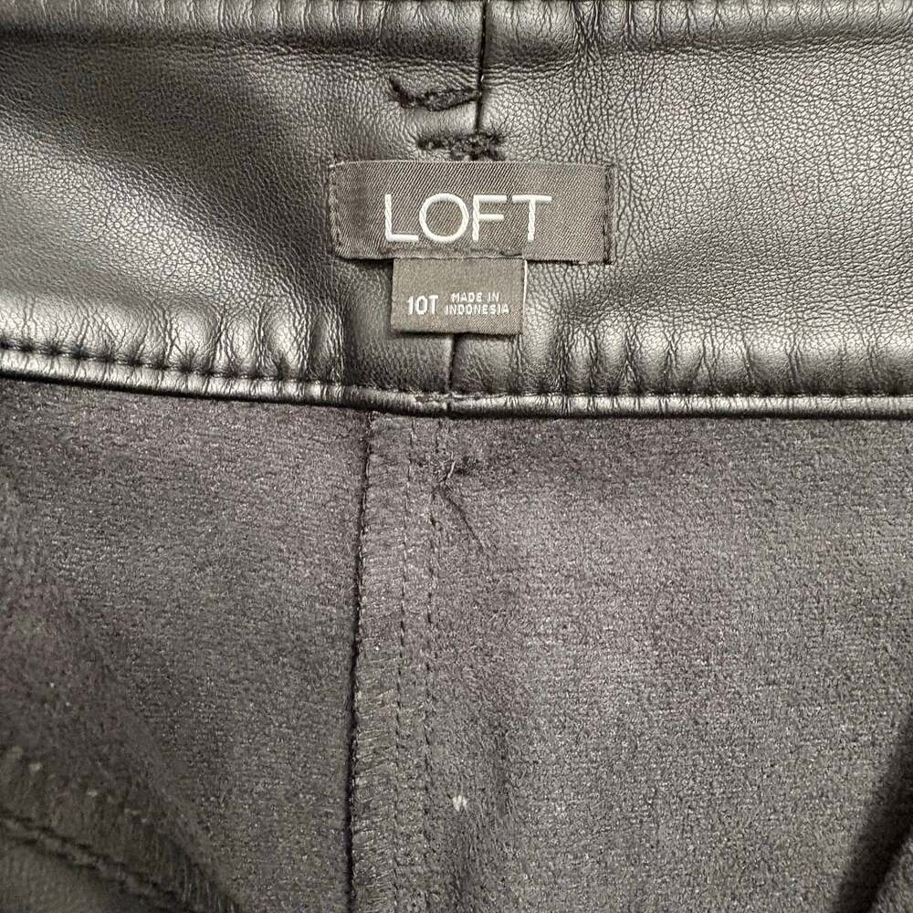 LOFT Black Faux Leather Tapered Ankle Dress Pants Size 10T Tall EUC - Picture 6 of 7